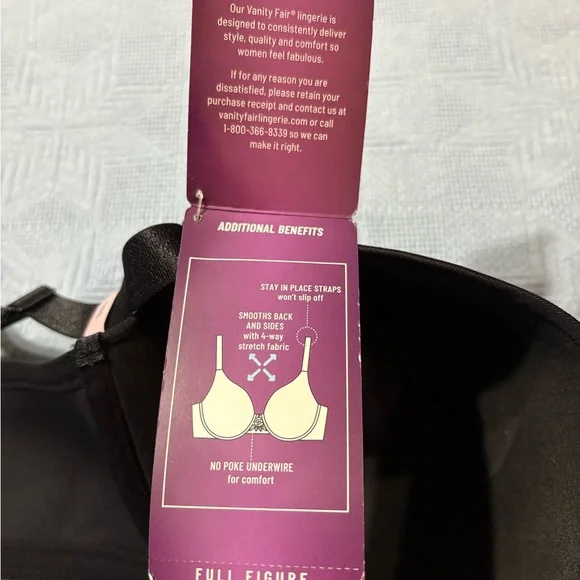 Vanity Fair Black Women's Bra size 38 D - Picture 11 of 13